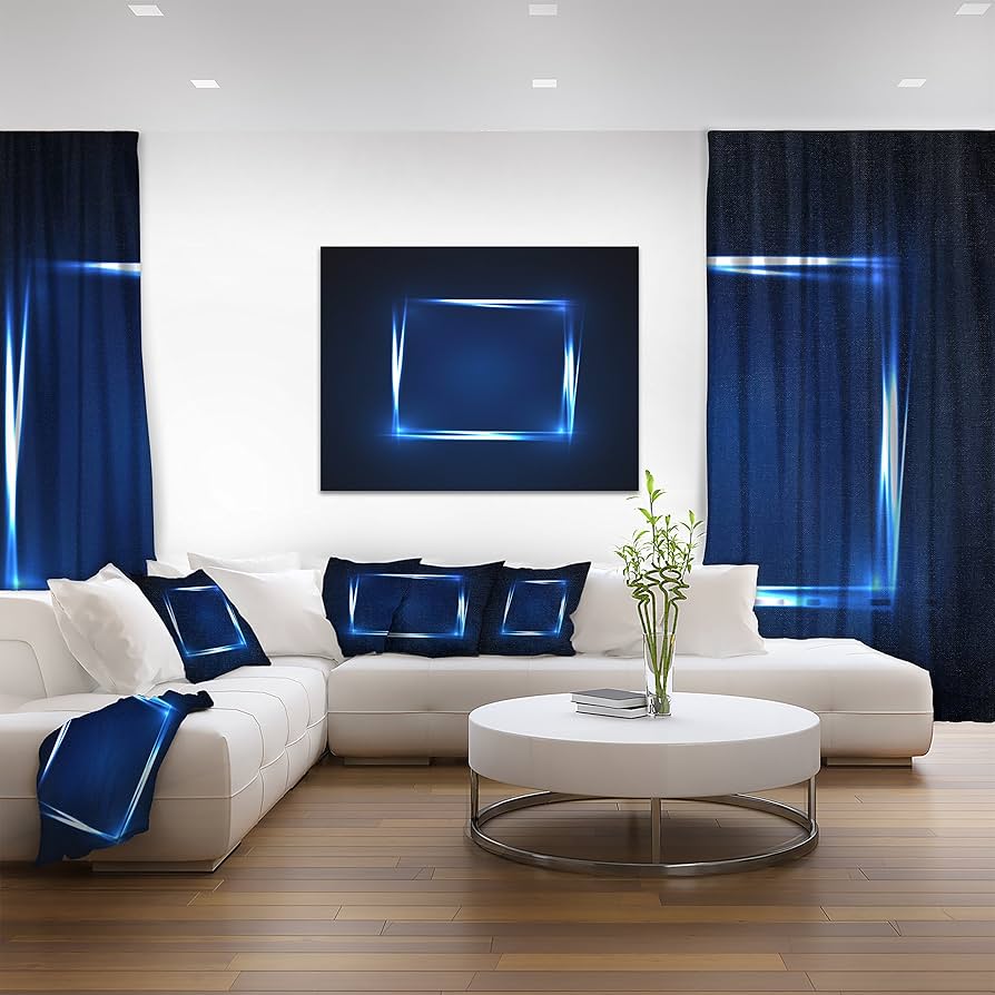 キャンバスアート Amazon.com: Designart PT7879-20-12 Neon Shape BlueAbstract